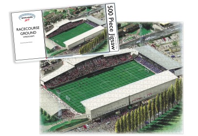 Wrexham FC Racecourse Ground Stadium Art Jigsaw Puzzle